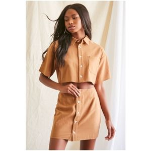 F21 Linen-Blend Skirt Set